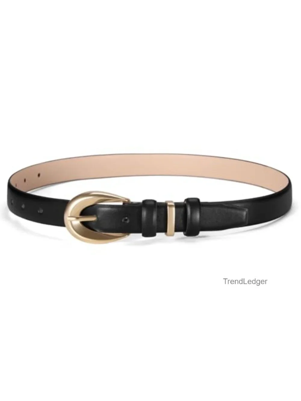 Women's Faux Leather Skinny Belt with Gold Buckle for Jeans Dresses Pants